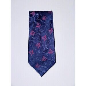 SMITHSONIAN Italian Silk Tie Blue Red Floral Print
